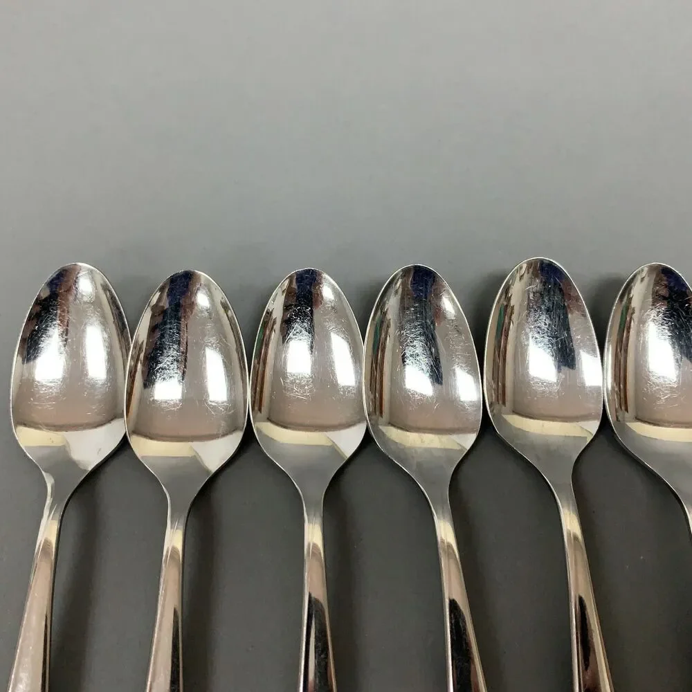 Wm. A. Rogers Oneida Surf Club Stainless Oval Soup Spoons Lot of 6‎